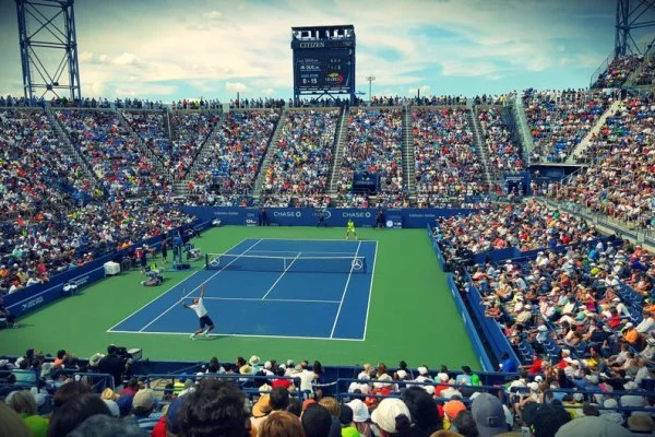 tennis match night stadium
